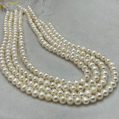 Freshwater Pearl, White Color, Oval Shape, 6.5 MM Size
