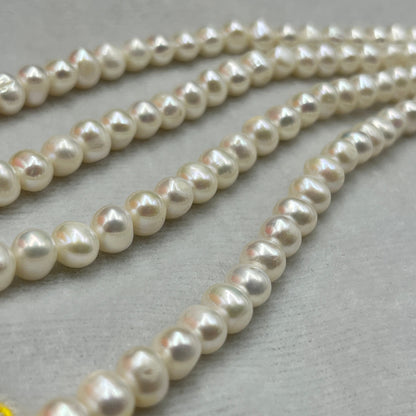 Freshwater Pearl, White Color, Oval Shape, 6.5 MM Size