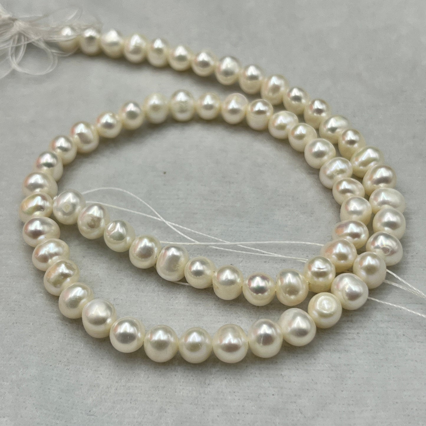Freshwater Pearl, White Color, Oval Shape, 6.5 MM Size