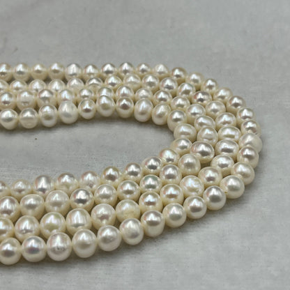 Freshwater Pearl, White Color, Oval Shape, 6.5 MM Size
