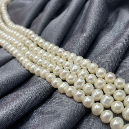 Freshwater Pearl, White Color, Oval Shape, 6.5 MM Size