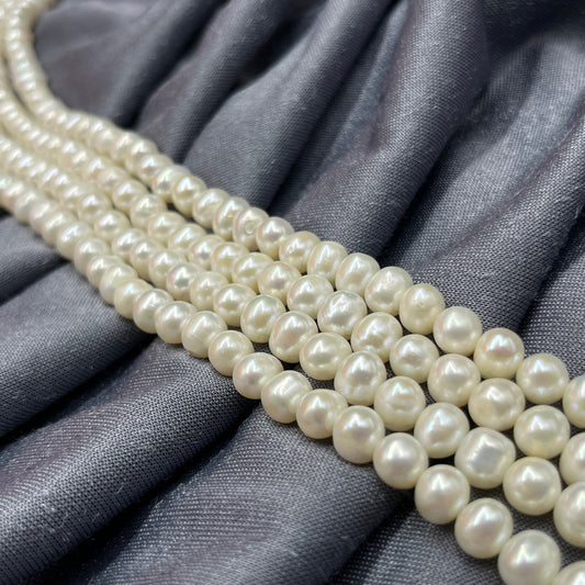 Freshwater Pearl, White Color, Oval Shape, 6.5 MM Size