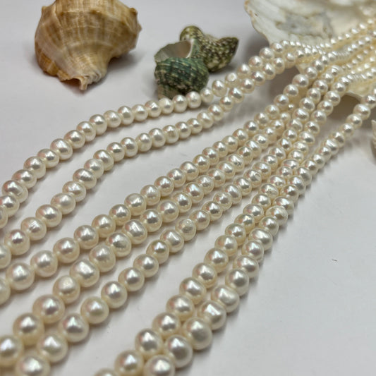 Freshwater Pearl White Color, Oval Shape, 7 MM Size