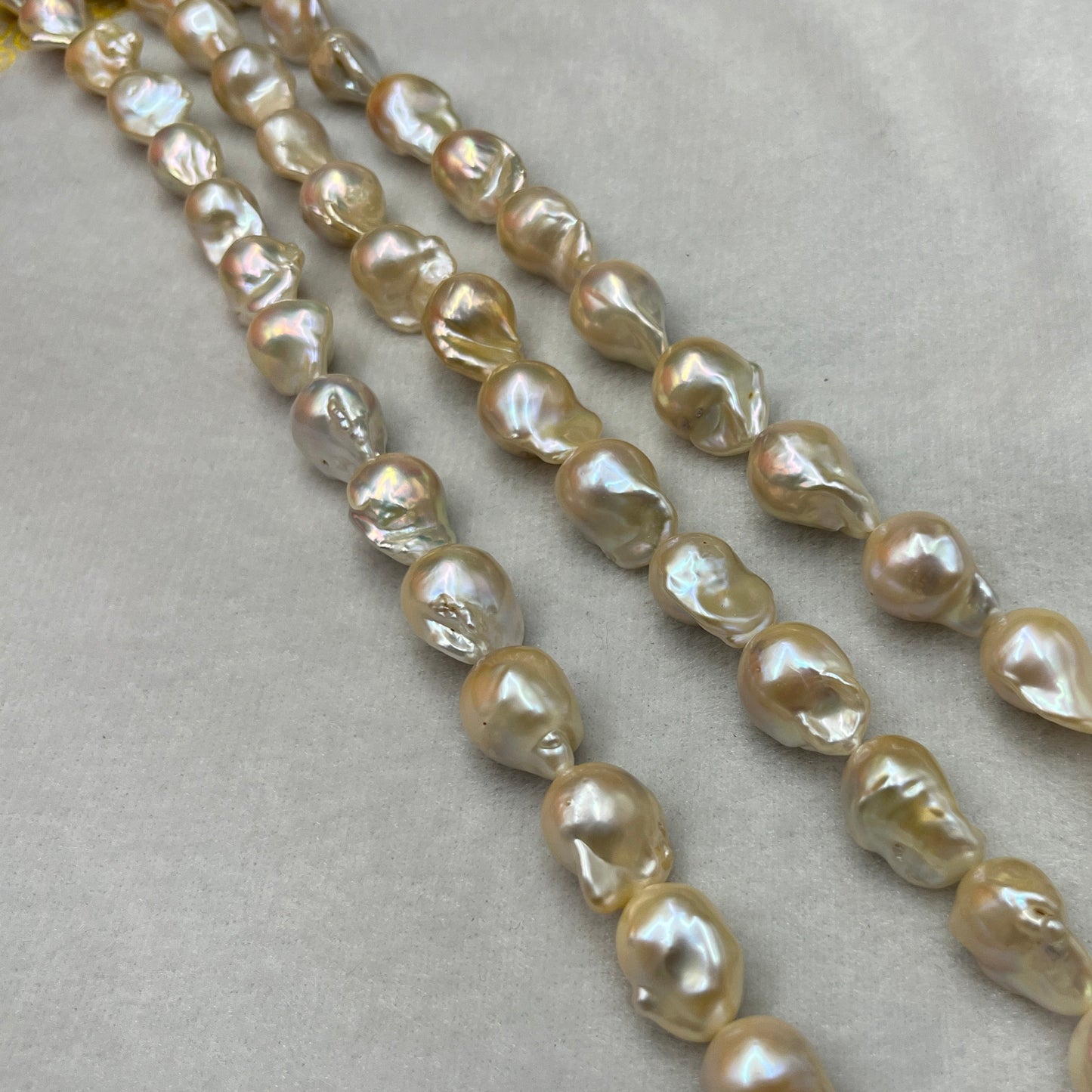 Freshwater Pearl, Light Peach Color, Baroque Shape, 11-12 MM Size