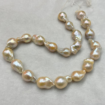 Freshwater Pearl, Light Peach Color, Baroque Shape, 11-12 MM Size
