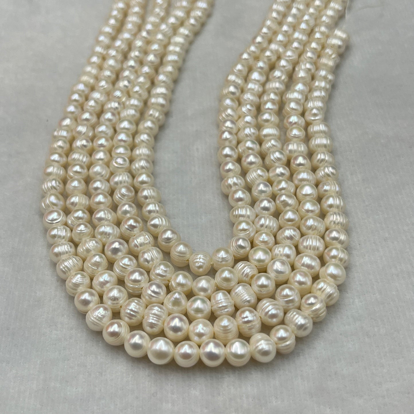 Freshwater Pearl, White Color, Potato Shape, 6.5-7 MM Size