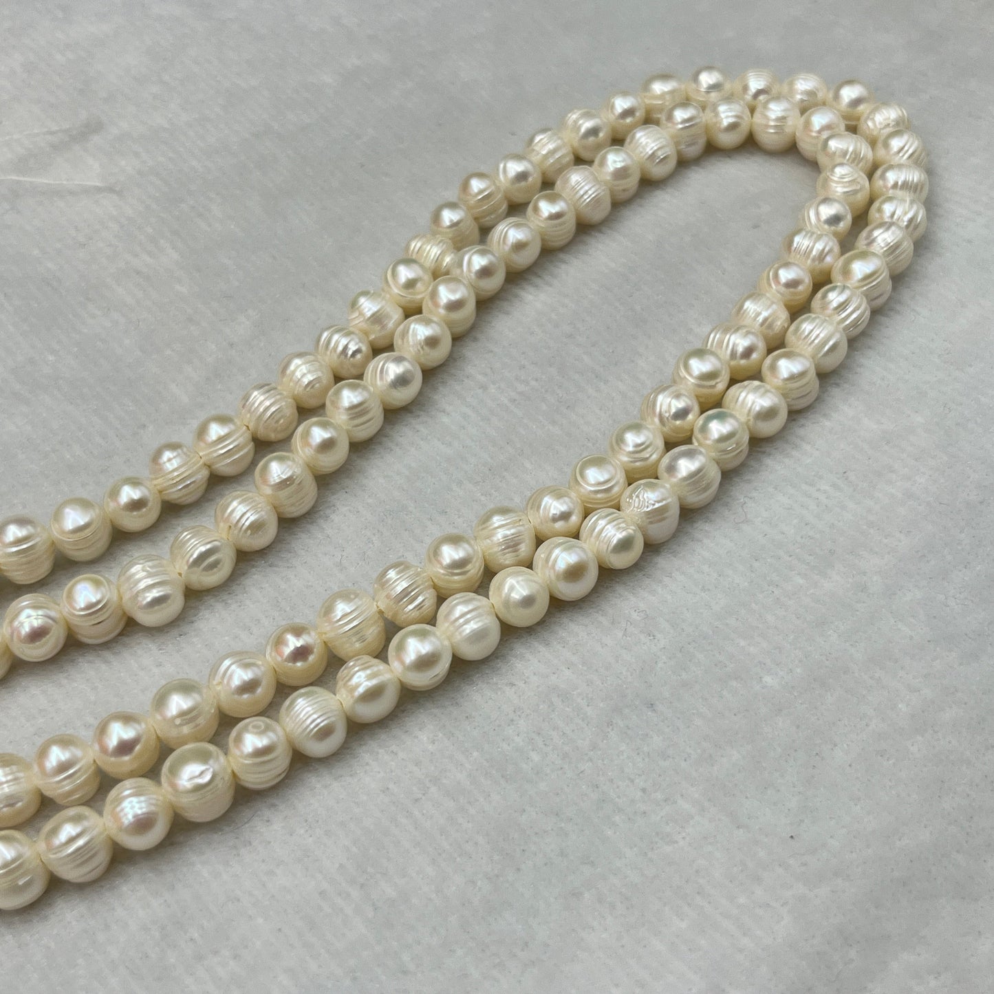 Freshwater Pearl, White Color, Potato Shape, 6.5-7 MM Size