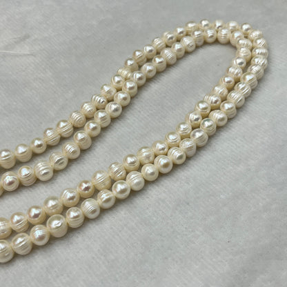 Freshwater Pearl, White Color, Potato Shape, 6.5-7 MM Size