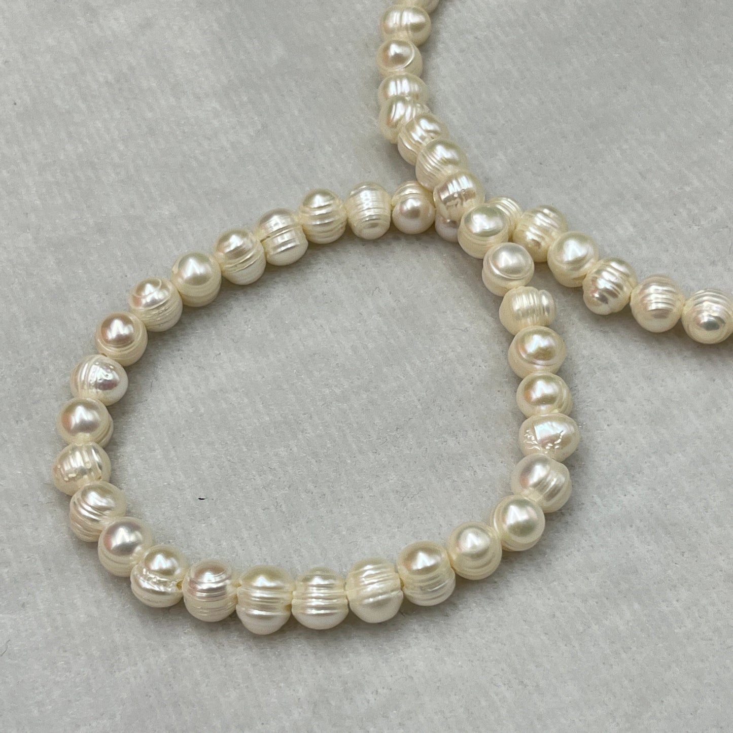 Freshwater Pearl, White Color, Potato Shape, 6.5-7 MM Size
