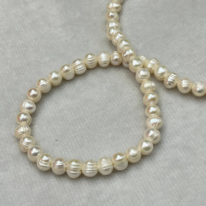 Freshwater Pearl, White Color, Potato Shape, 6.5-7 MM Size