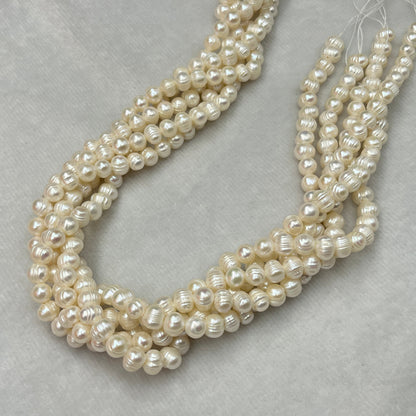 Freshwater Pearl, White Color, Potato Shape, 6.5-7 MM Size