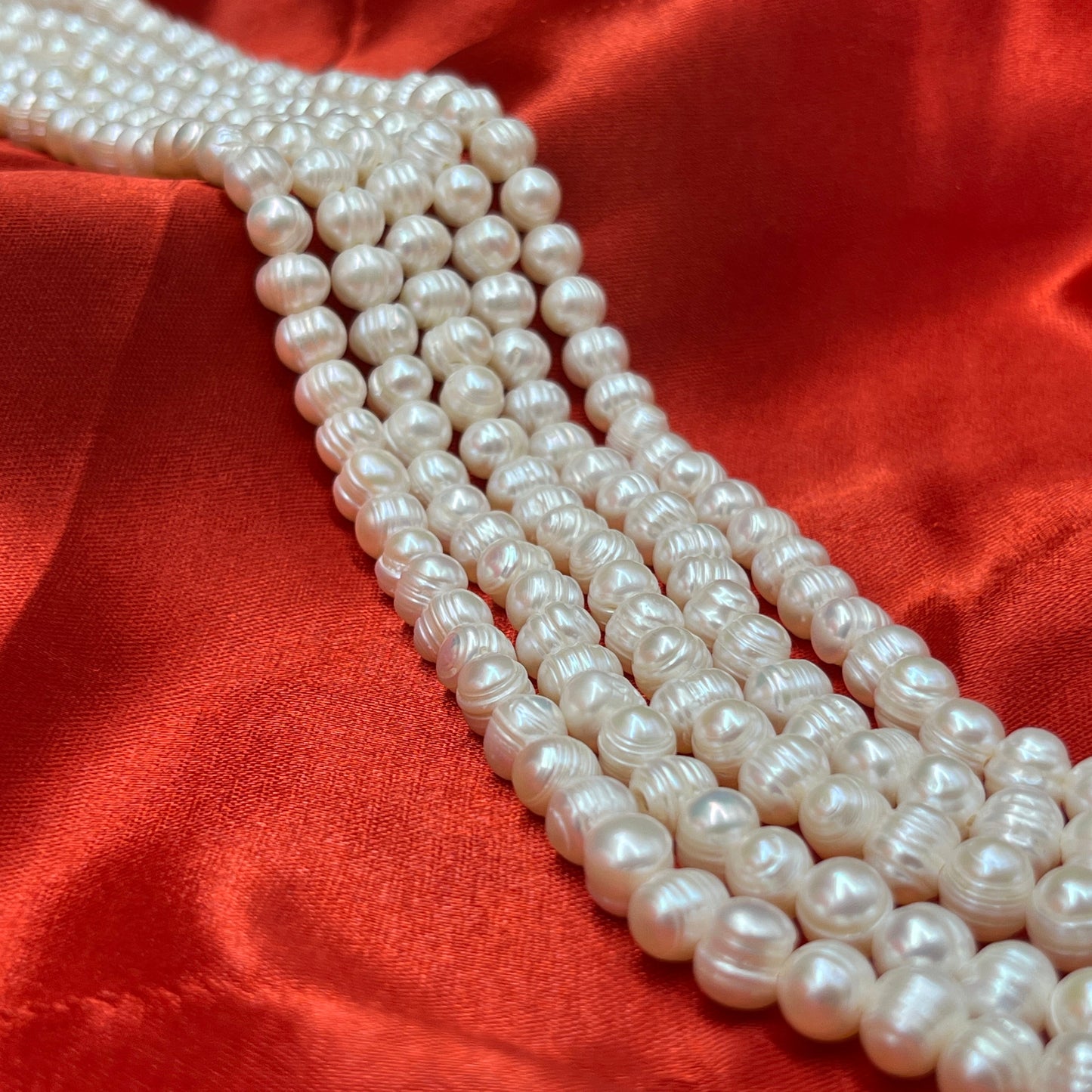 Freshwater Pearl, White Color, Potato Shape, 6.5-7 MM Size