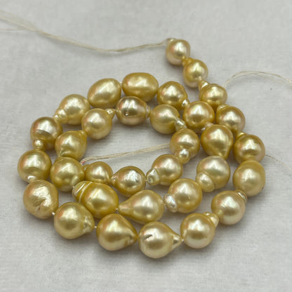 South Sea Pearl, Light Golden Color, Baroque Shape, 10-12.5 MM Size