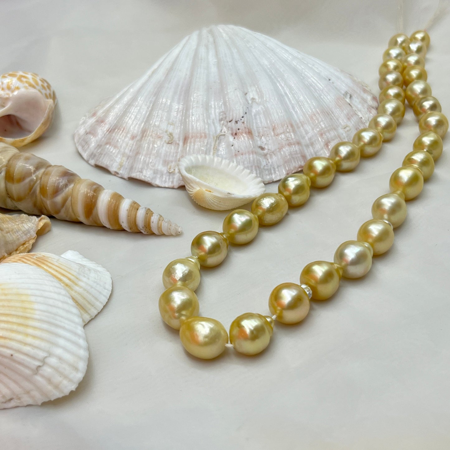 South Sea Pearl, Light Golden Color, Baroque Shape, 10-12.5 MM Size
