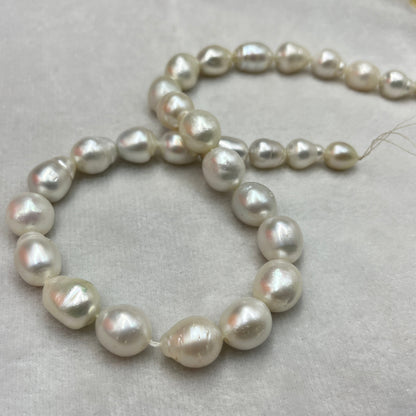 South Sea Pearl, White Color, Baroque Shape, 9.5-13 MM Size