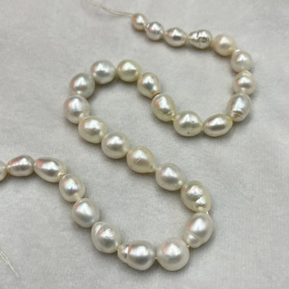 South Sea Pearl, White Color, Baroque Shape, 9.5-13 MM Size