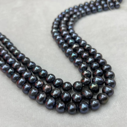 Freshwater Pearl, Peacock Color, Oval Shape, 7.5-8 MM Size