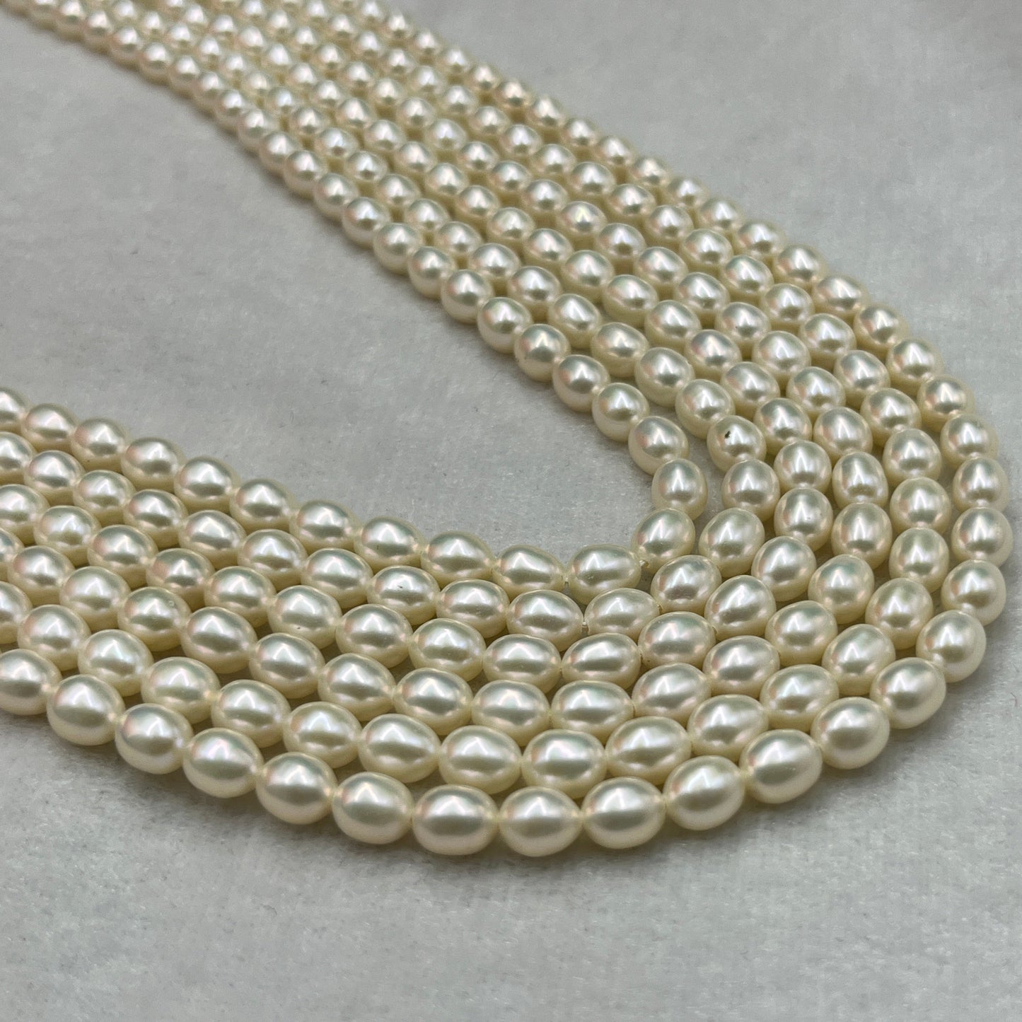 Freshwater Pearl, White Color, Rice Shape, 6 MM Size, AAA Luster Pearl