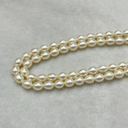 Freshwater Pearl, White Color, Rice Shape, 6 MM Size, AAA Luster Pearl