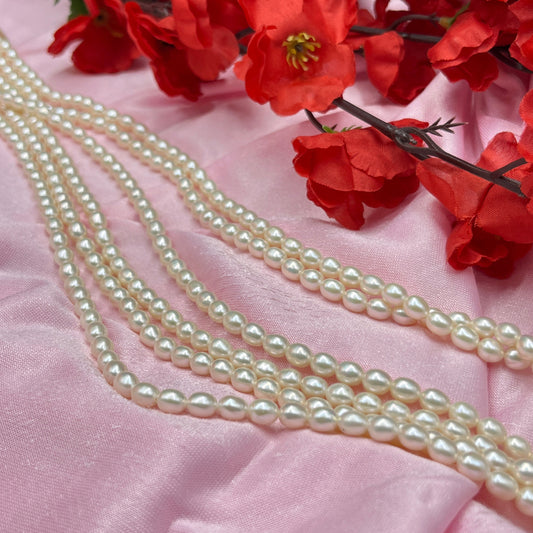 Freshwater Pearl, White Color, Rice Shape, 6 MM Size, AAA Luster Pearl