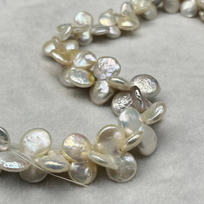 Freshwater Pearl, Cream Color, Coin Shape, 13-13.5 MM Size