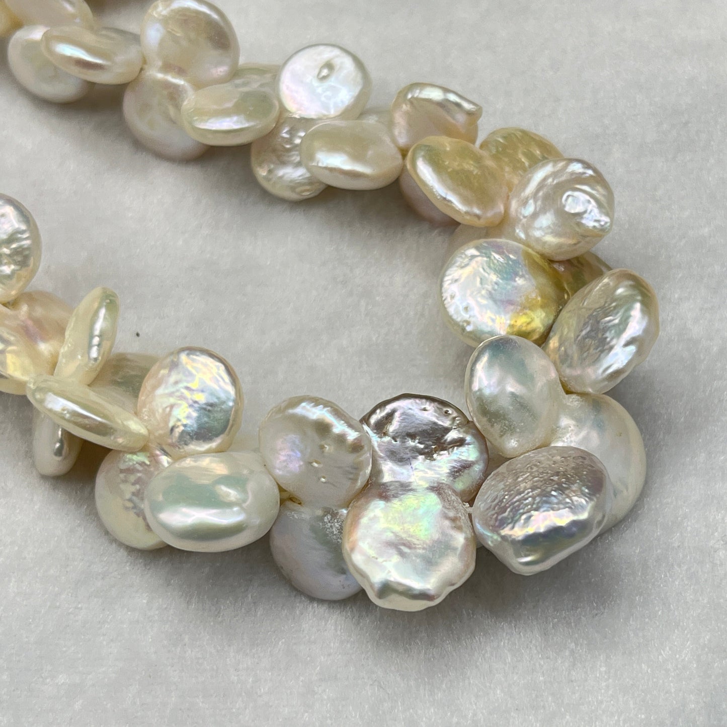 Freshwater Pearl, Cream Color, Coin Shape, 13-13.5 MM Size