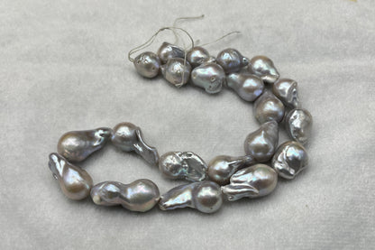 Freshwater Pearl, Grey Color, Baroque Shape, 12-14 MM Size