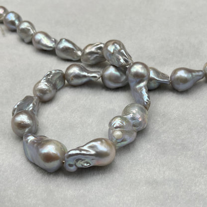 Freshwater Pearl, Grey Color, Baroque Shape, 12-14 MM Size