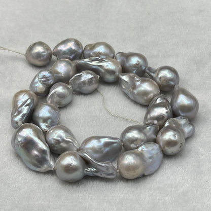 Freshwater Pearl, Grey Color, Baroque Shape, 12-14 MM Size