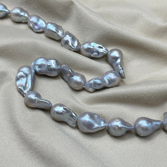 Freshwater Pearl, Grey Color, Baroque Shape, 12-14 MM Size