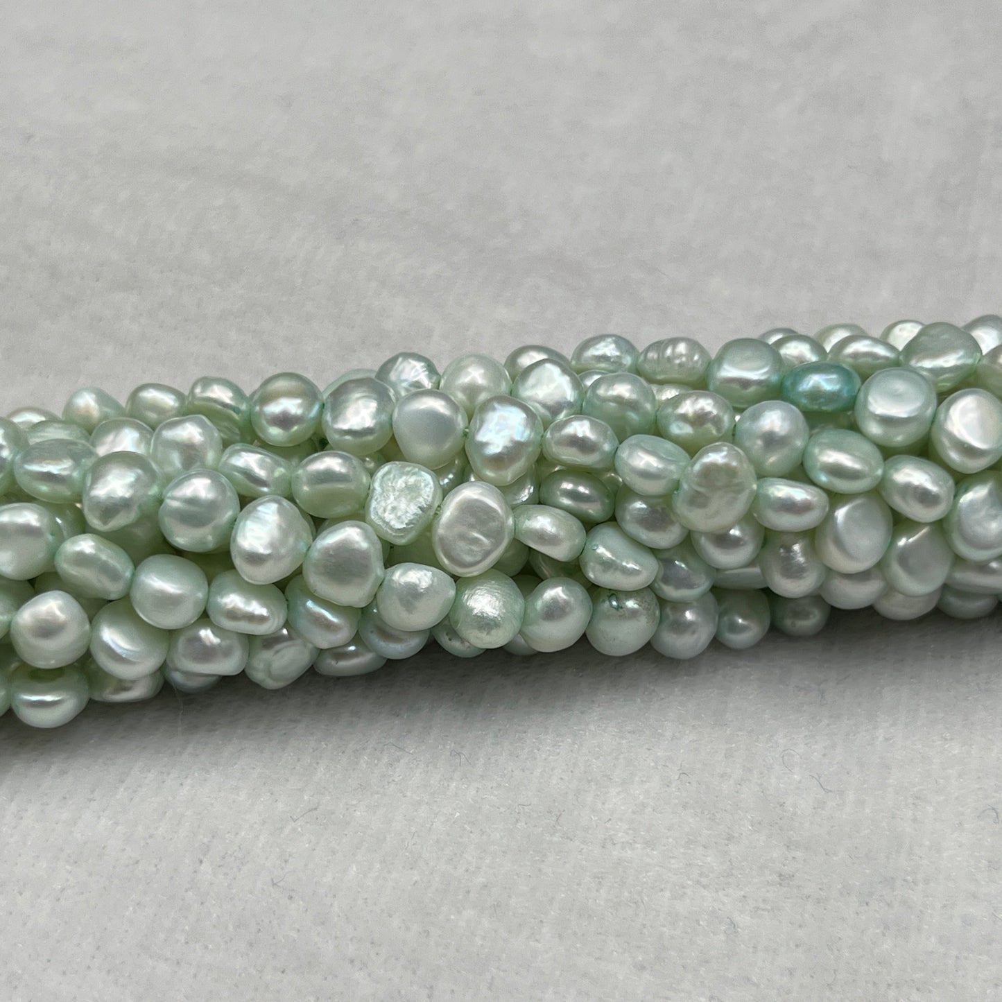 Freshwater Pearl, Light Green Color, Tumble Shape, 6 MM Size