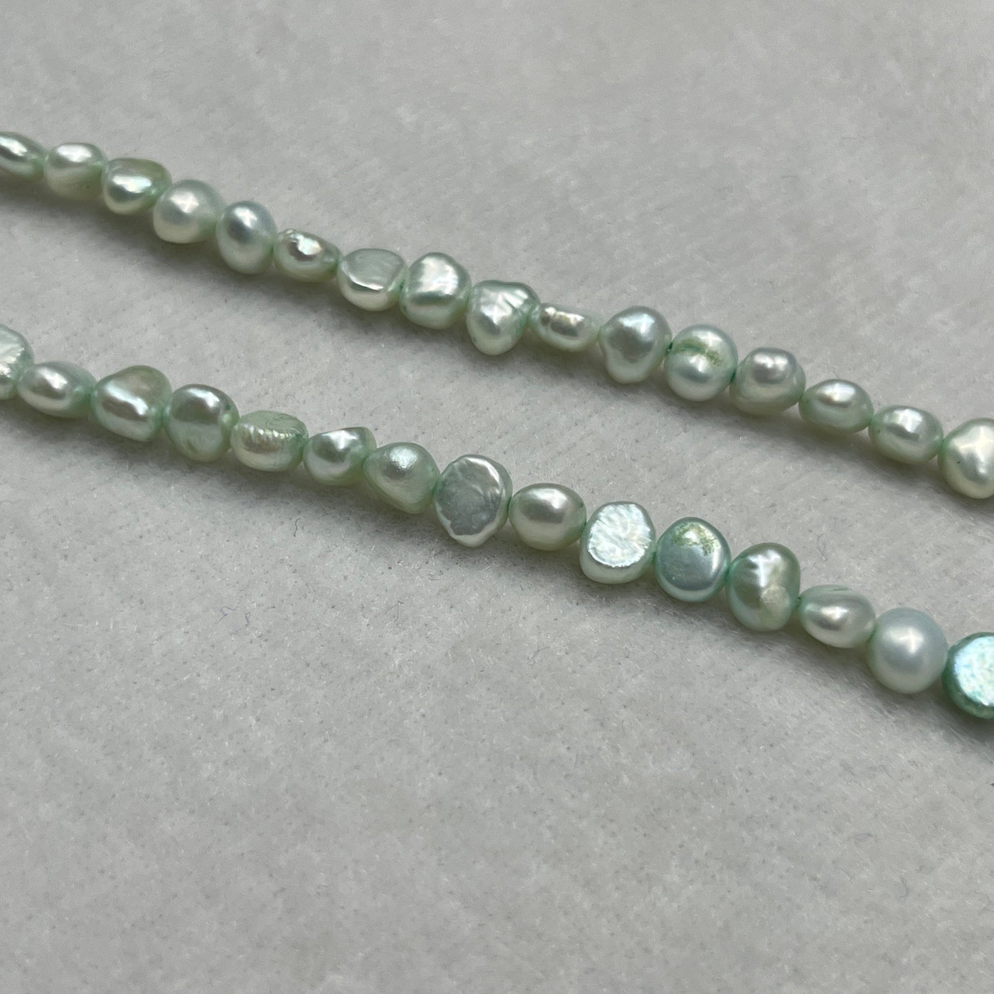 Freshwater Pearl, Light Green Color, Tumble Shape, 6 MM Size