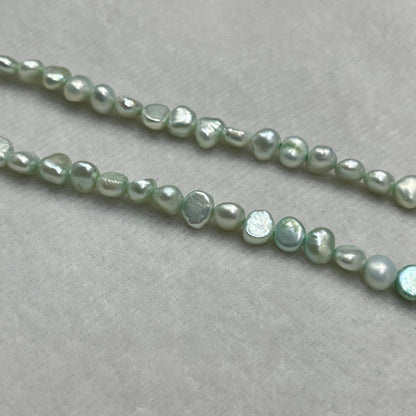 Freshwater Pearl, Light Green Color, Tumble Shape, 6 MM Size