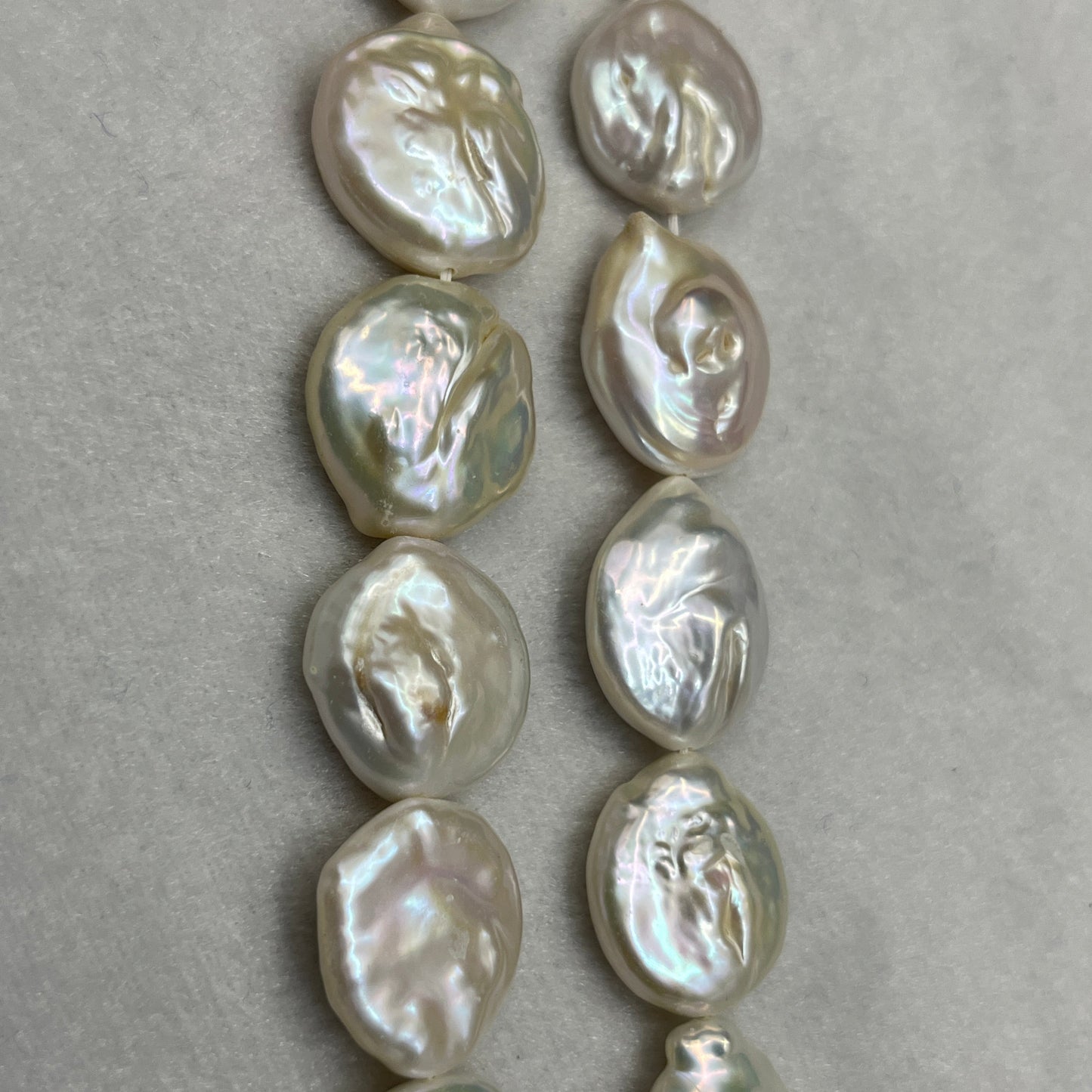 Freshwater Pearl, White Color, Coin Shape, 18-18.5 MM Size