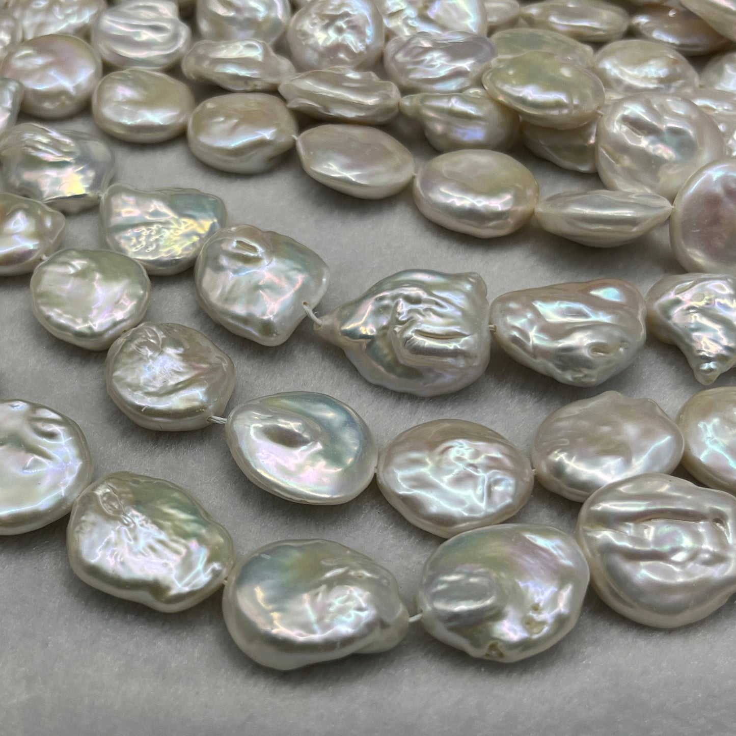 Freshwater Pearl, White Color, Coin Shape, 18-18.5 MM Size