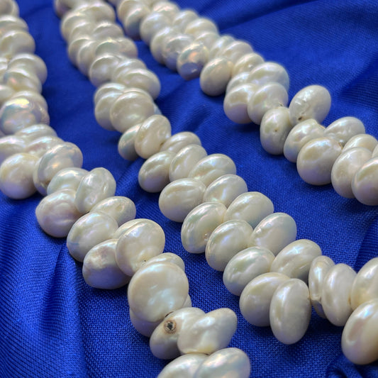 Freshwater Pearl, White Color, Coin Shape, 12.5-13 MM Size