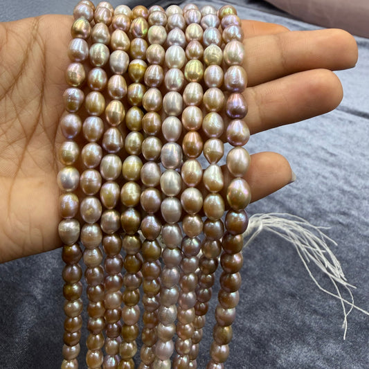 Freshwater Pearl, Multi  Color, Rice Shape, 7- 7.5mm Size