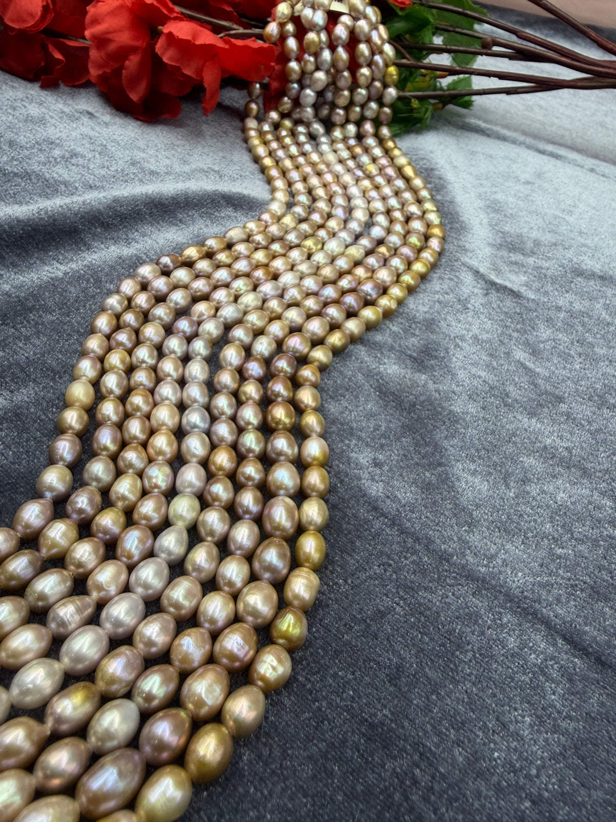 Freshwater Pearl, Multi  Color, Rice Shape, 7- 7.5mm Size