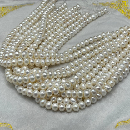 Freshwater Pearl, White Color, Flat Shape, 9-10 MM Size, AA Luster Pearl