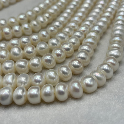 Freshwater Pearl, White Color, Flat Shape, 9-10 MM Size, AA Luster Pearl