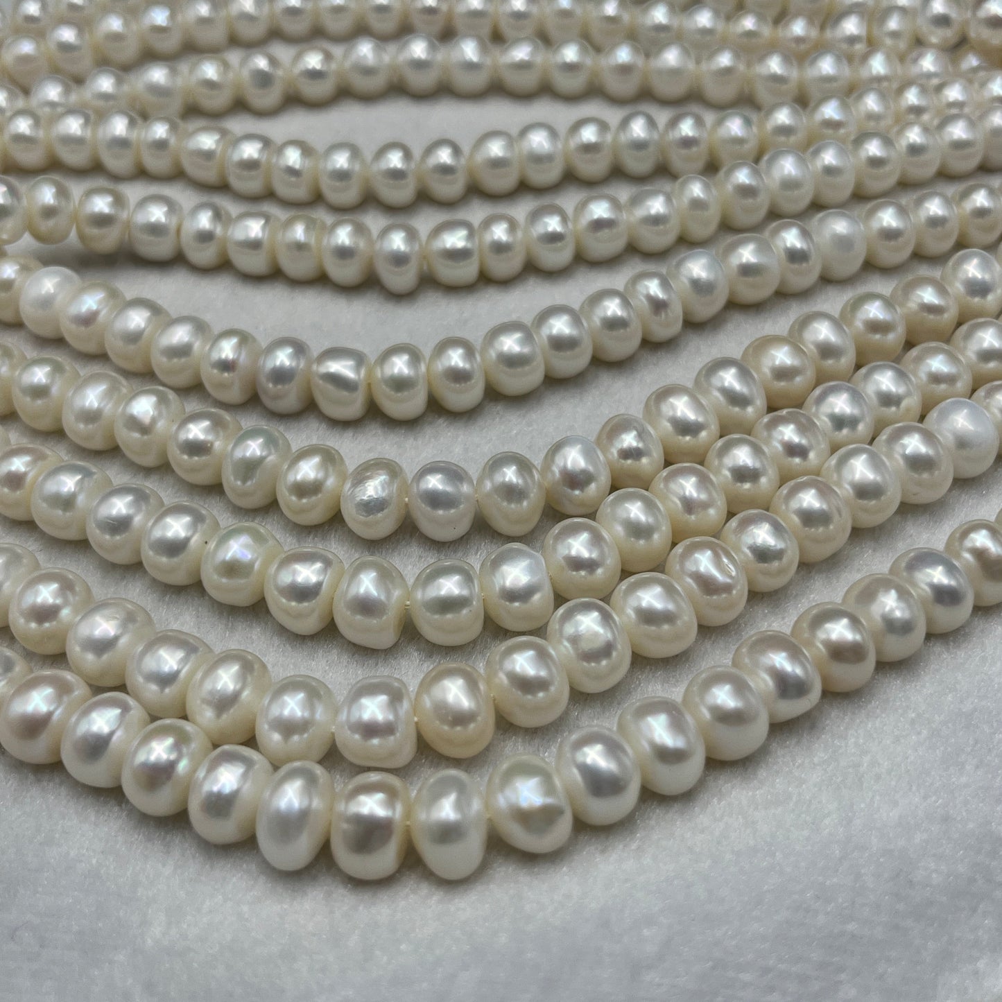 Freshwater Pearl, White Color, Flat Shape, 9-10 MM Size, AA Luster Pearl