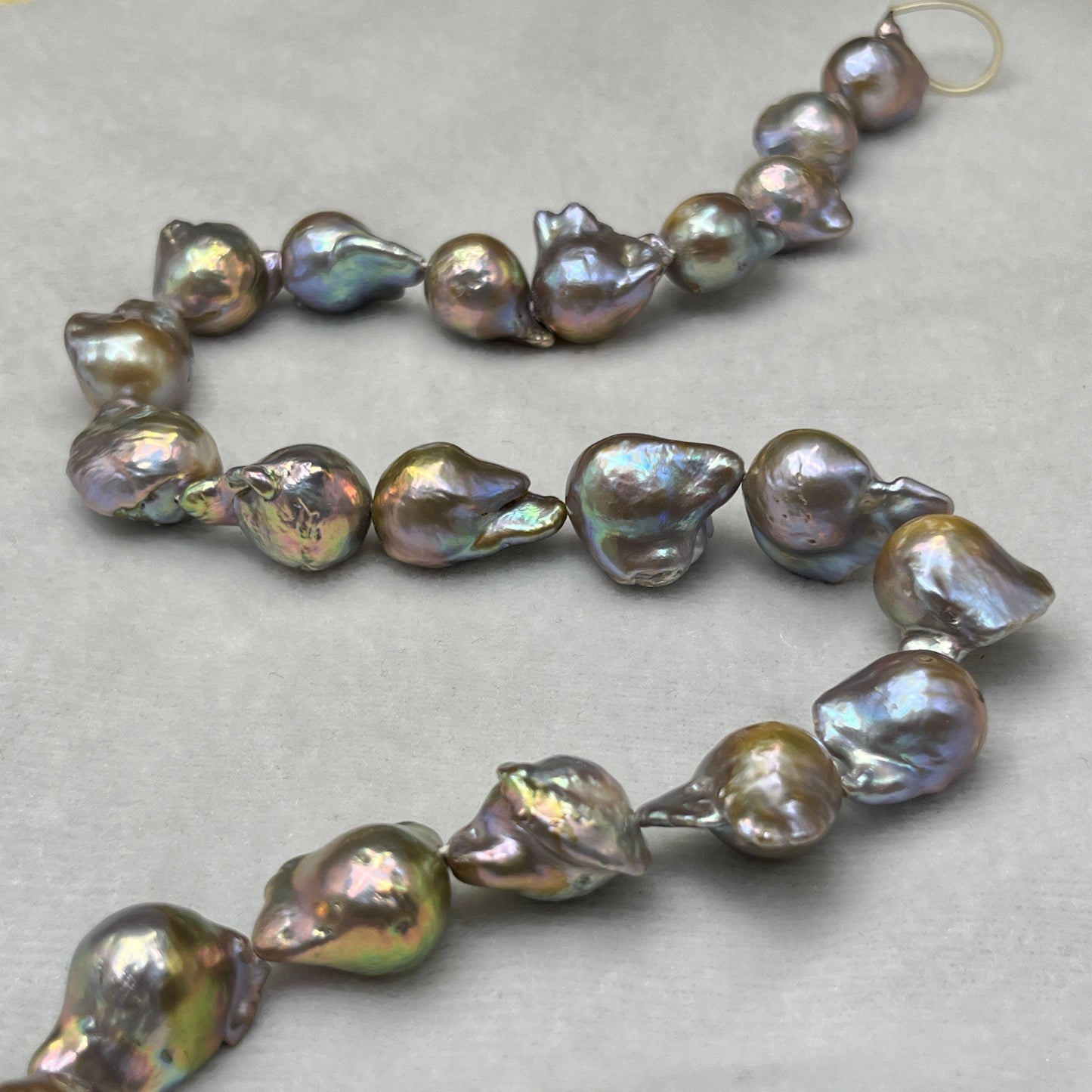 Freshwater Pearl, Grey Golden Color, Baroque Shape, 13-14 MM Size