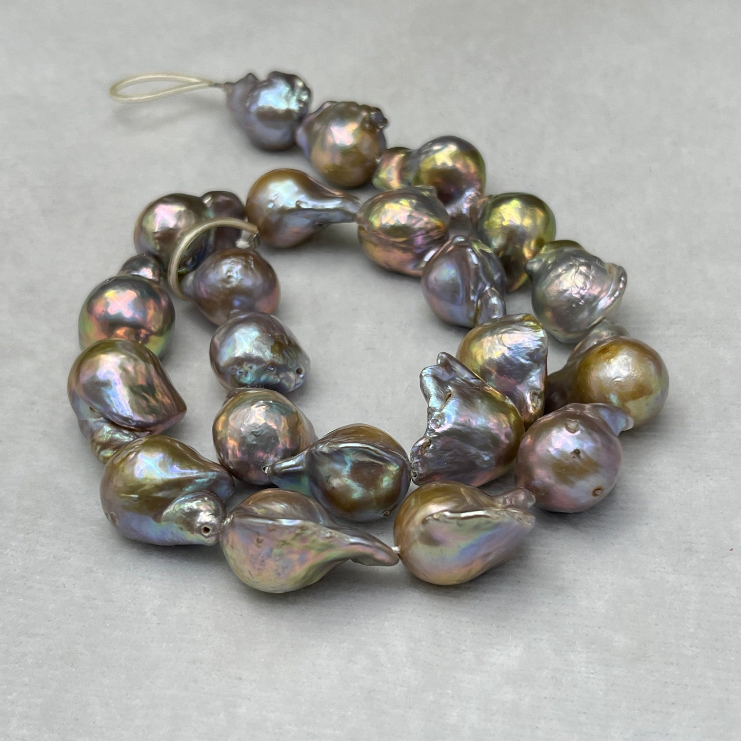 Freshwater Pearl, Grey Golden Color, Baroque Shape, 13-14 MM Size