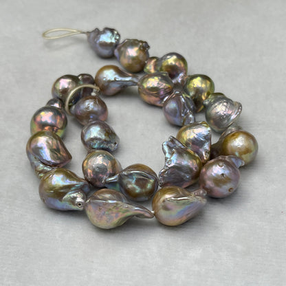 Freshwater Pearl, Grey Color, Baroque Shape, 14-15 MM Size