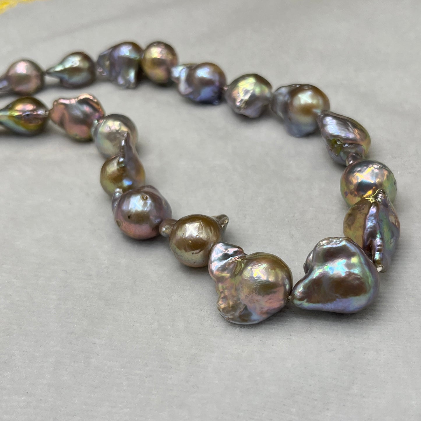 Freshwater Pearl, Grey Golden Color, Baroque Shape, 13-14 MM Size