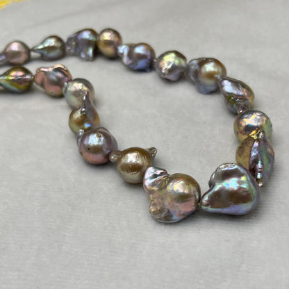 Freshwater Pearl, Grey Golden Color, Baroque Shape, 13-14 MM Size