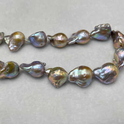 Freshwater Pearl, Grey Golden Color, Baroque Shape, 13-14 MM Size