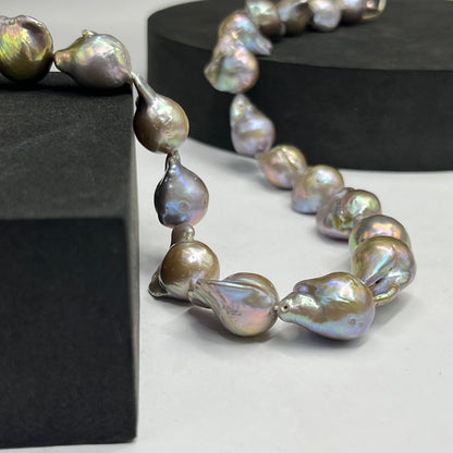 Freshwater Pearl, Grey Golden Color, Baroque Shape, 13-14 MM Size