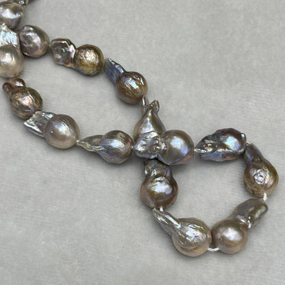 Freshwater Pearl, Grey Color, Baroque Shape, 14-15 MM Size