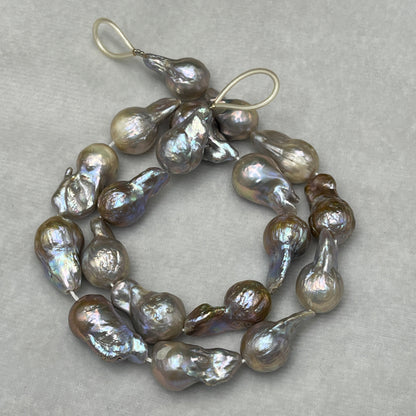 Freshwater Pearl, Grey Color, Baroque Shape, 14-15 MM Size